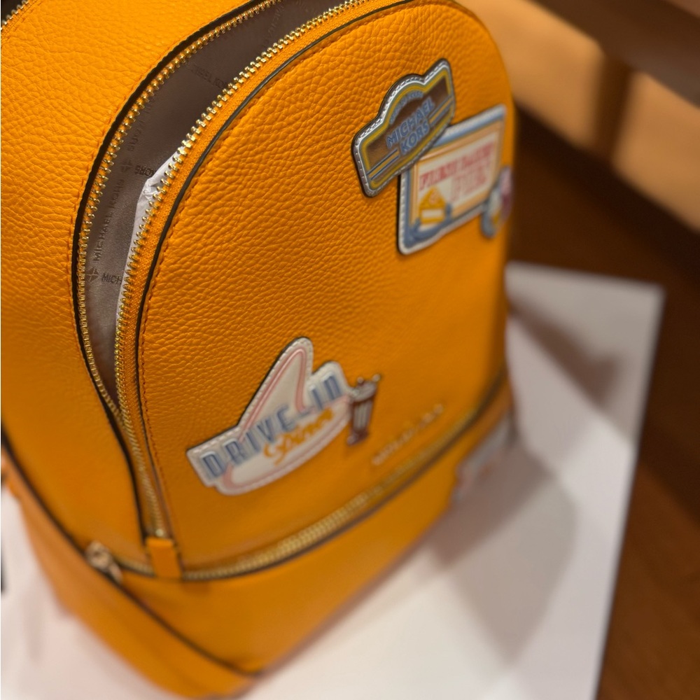 Michael Kors RHEA EMBELLISHED Vibrant Orange Backpack - Picture 14 of 14